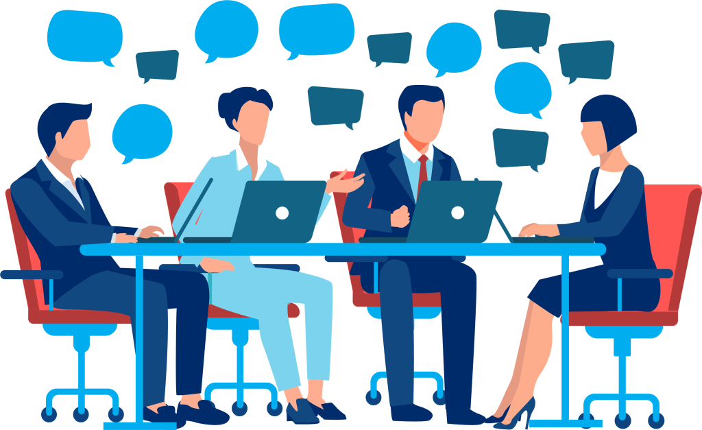 illustration personnes qui discutent entres elles autour d'une table