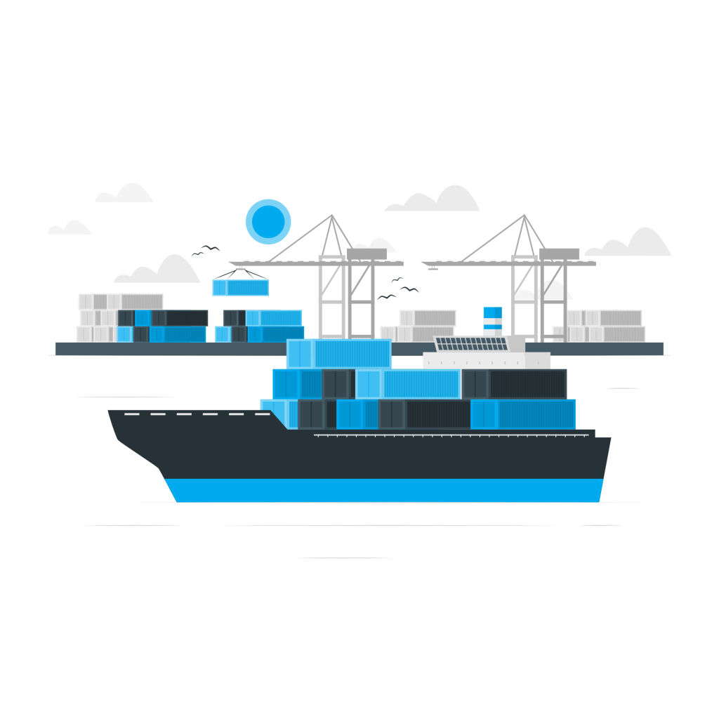 illustration bateau avec des containeurs maritimes pour la logistique